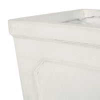 Rahu Tall Tapered Planter, Framed Panel,  Antique White Concrete 31 Inch - BM355295