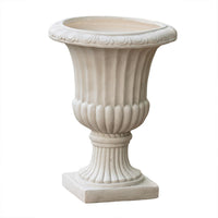 Italian Urn Planter, Campana Shape, Fluted Antique White Concrete 27 Inch - BM355296
