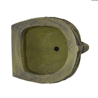 Urn Planter, Man Face, Cylindrical Shape, Antique Green Concrete 14 Inch-BM355298