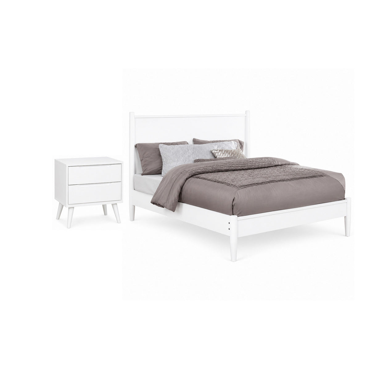 2pc King Bedroom Set, White Wood, Nightstand-BM355426