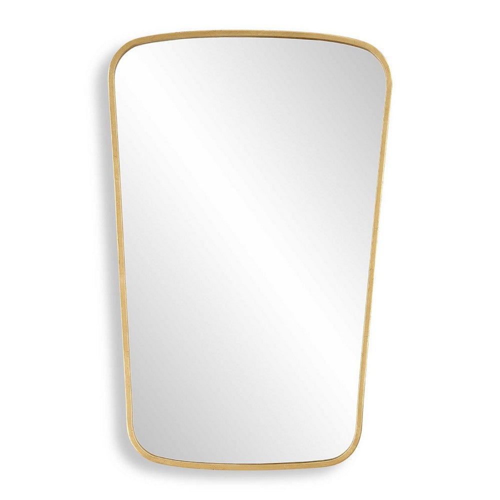 Decorative Wall Mirror, Gold Leaf Trapezoidal Iron Frame, 22x34