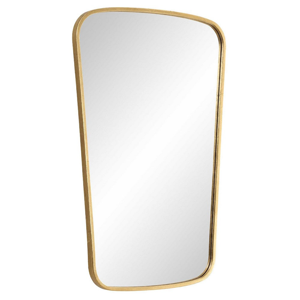 Decorative Wall Mirror, Gold Leaf Trapezoidal Iron Frame, 22x34