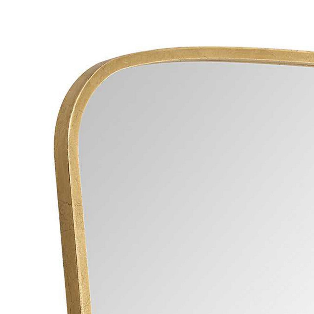 Decorative Wall Mirror, Gold Leaf Trapezoidal Iron Frame, 22x34