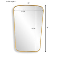 Decorative Wall Mirror, Gold Leaf Trapezoidal Iron Frame, 22x34