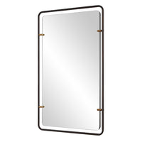 Decorative Wall Mirror, Gold Leaf Accent Tabs, 22x36 Rectangular Frame