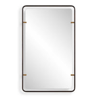 Decorative Wall Mirror, Gold Leaf Accent Tabs, 22x36 Rectangular Frame