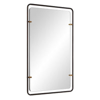 Decorative Wall Mirror, Gold Leaf Accent Tabs, 22x36 Rectangular Frame