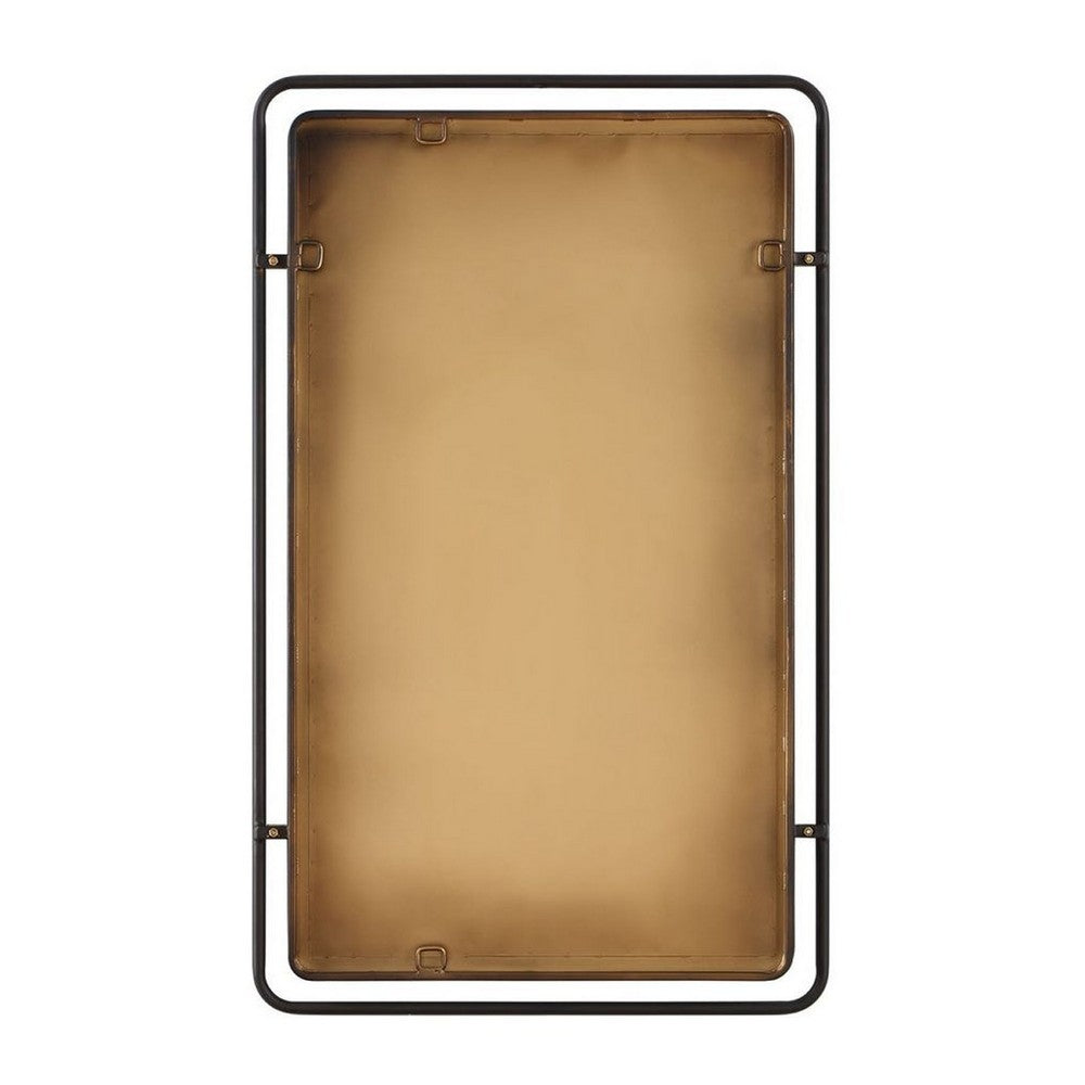 Decorative Wall Mirror, Gold Leaf Accent Tabs, 22x36 Rectangular Frame