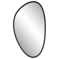 Decorative Wall Mirror, Matte Black Organic Pebble Frame, 21x36