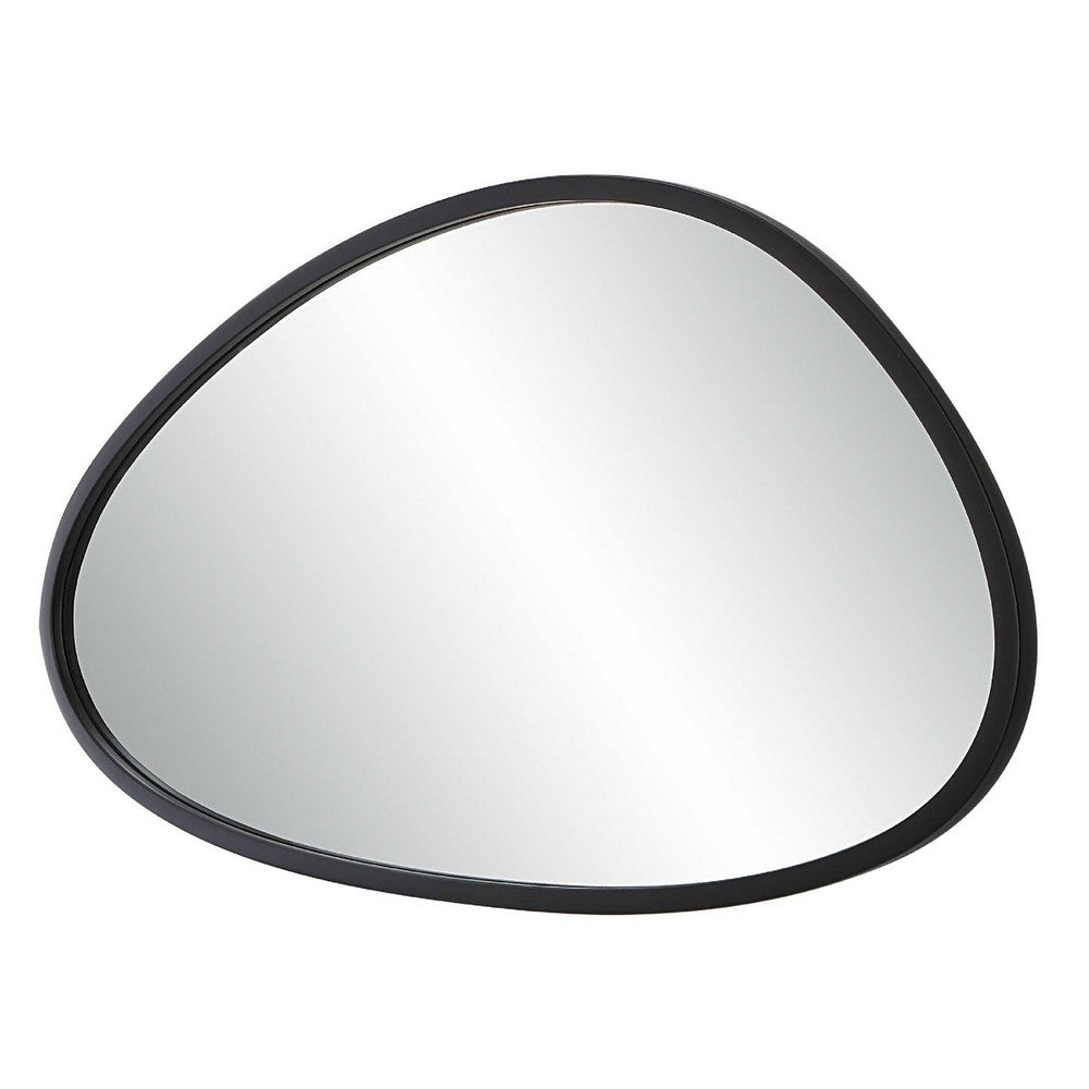 Decorative Wall Mirror, Matte Black Organic Pebble Frame, 21x36