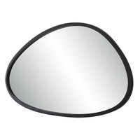 Decorative Wall Mirror, Matte Black Organic Pebble Frame, 21x36