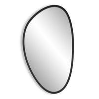 Decorative Wall Mirror, Matte Black Organic Pebble Frame, 21x36