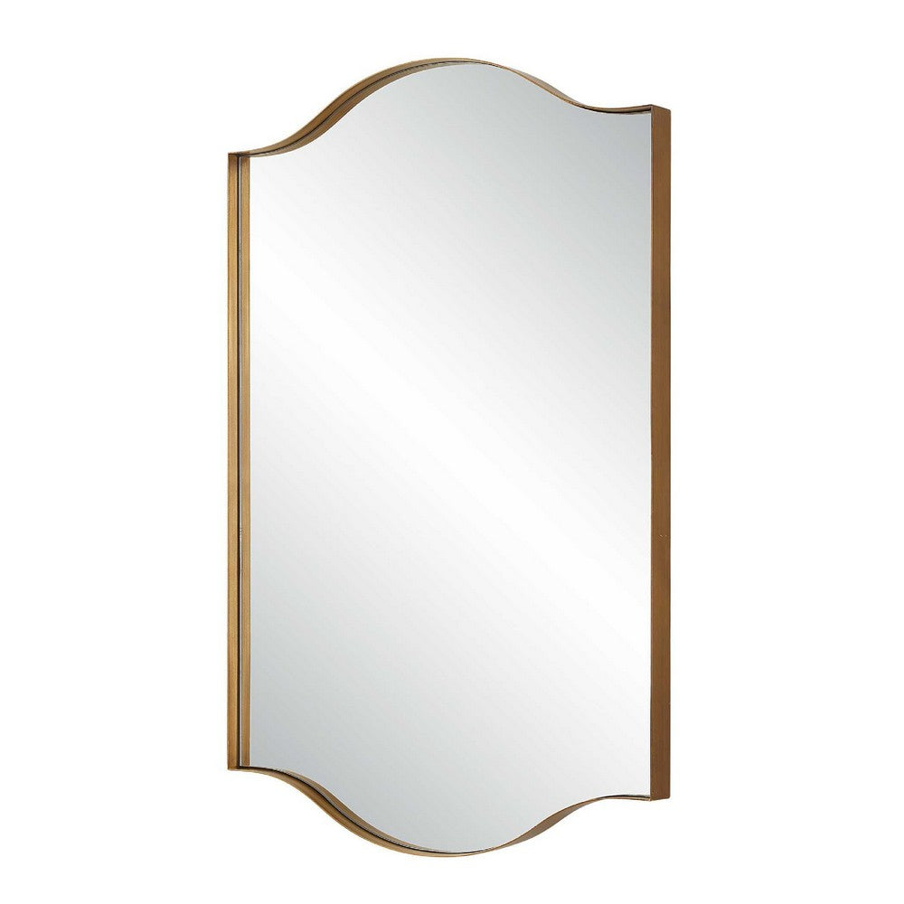 Decorative Wall Mirror, Arch Design, Brushed Gold Arched Frame, 22x34