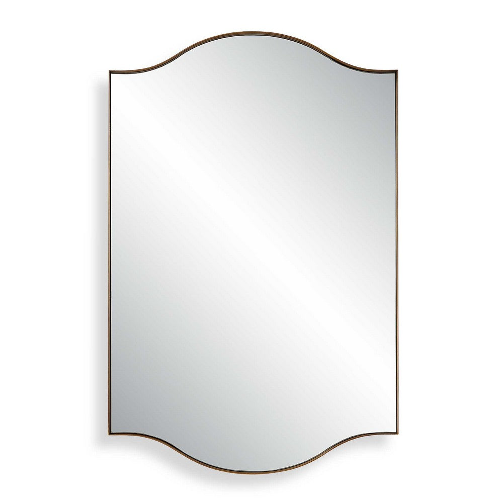 Decorative Wall Mirror, Arch Design, Brushed Gold Arched Frame, 22x34