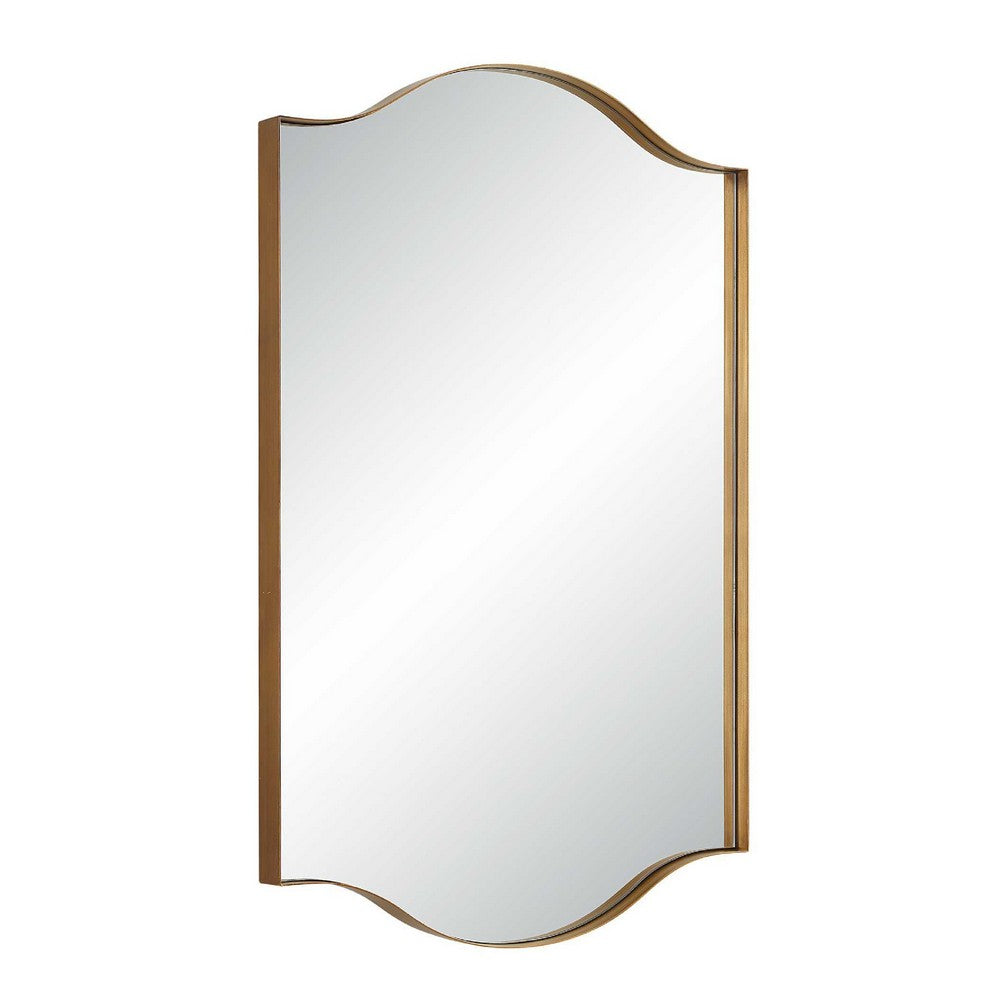 Decorative Wall Mirror, Arch Design, Brushed Gold Arched Frame, 22x34