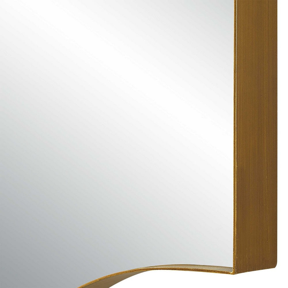 Decorative Wall Mirror, Arch Design, Brushed Gold Arched Frame, 22x34