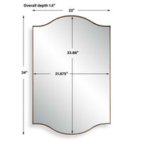 Decorative Wall Mirror, Arch Design, Brushed Gold Arched Frame, 22x34