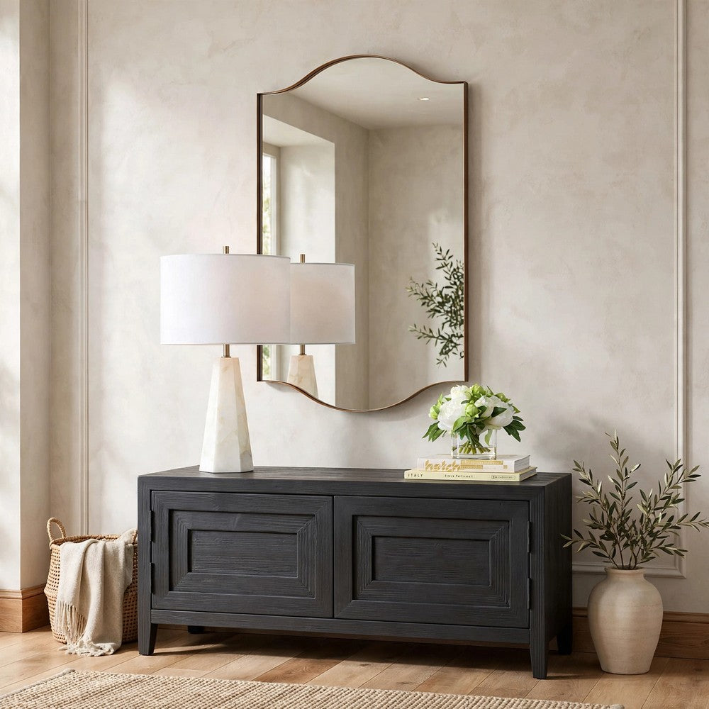 Decorative Wall Mirror, Arch Design, Brushed Gold Arched Frame, 22x34