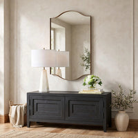 Decorative Wall Mirror, Arch Design, Brushed Gold Arched Frame, 22x34