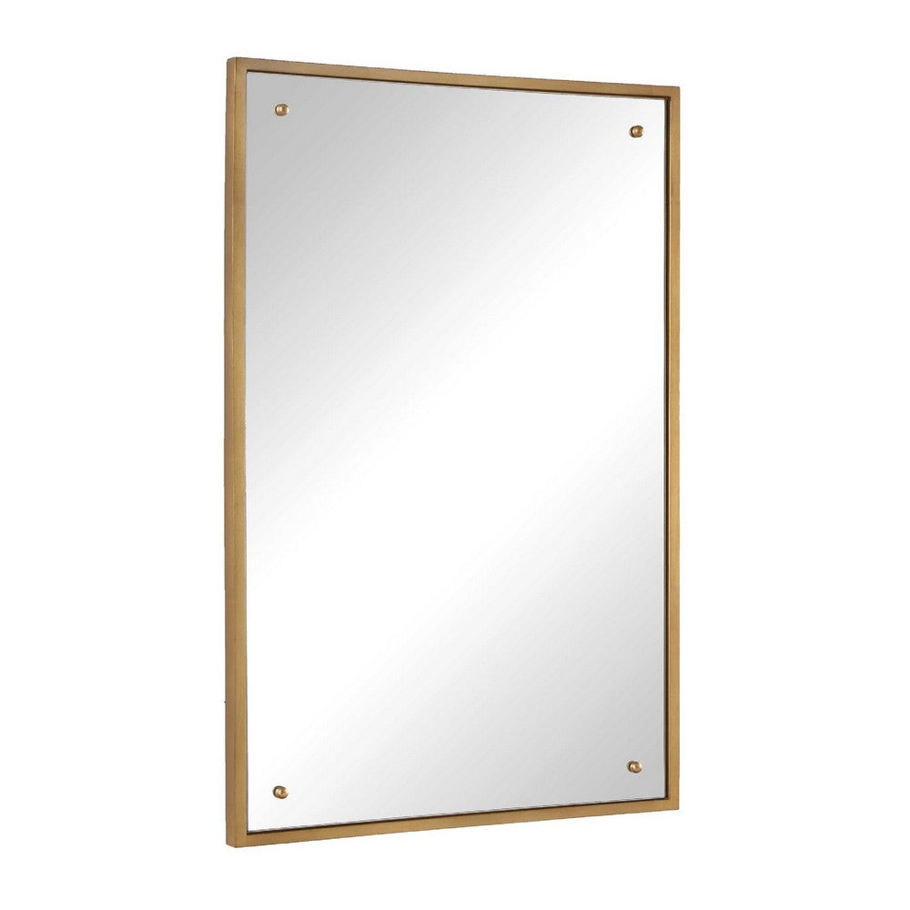 Decorative Wall Mirror, Corner Bolt Detail, Gold Leaf Accent, 21x36