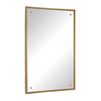 Decorative Wall Mirror, Corner Bolt Detail, Gold Leaf Accent, 21x36