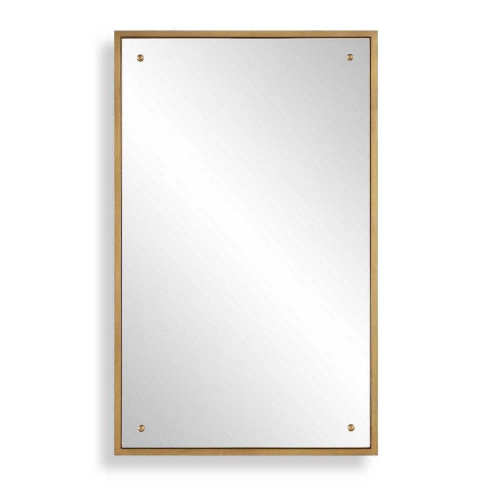 Decorative Wall Mirror, Corner Bolt Detail, Gold Leaf Accent, 21x36
