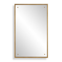 Decorative Wall Mirror, Corner Bolt Detail, Gold Leaf Accent, 21x36