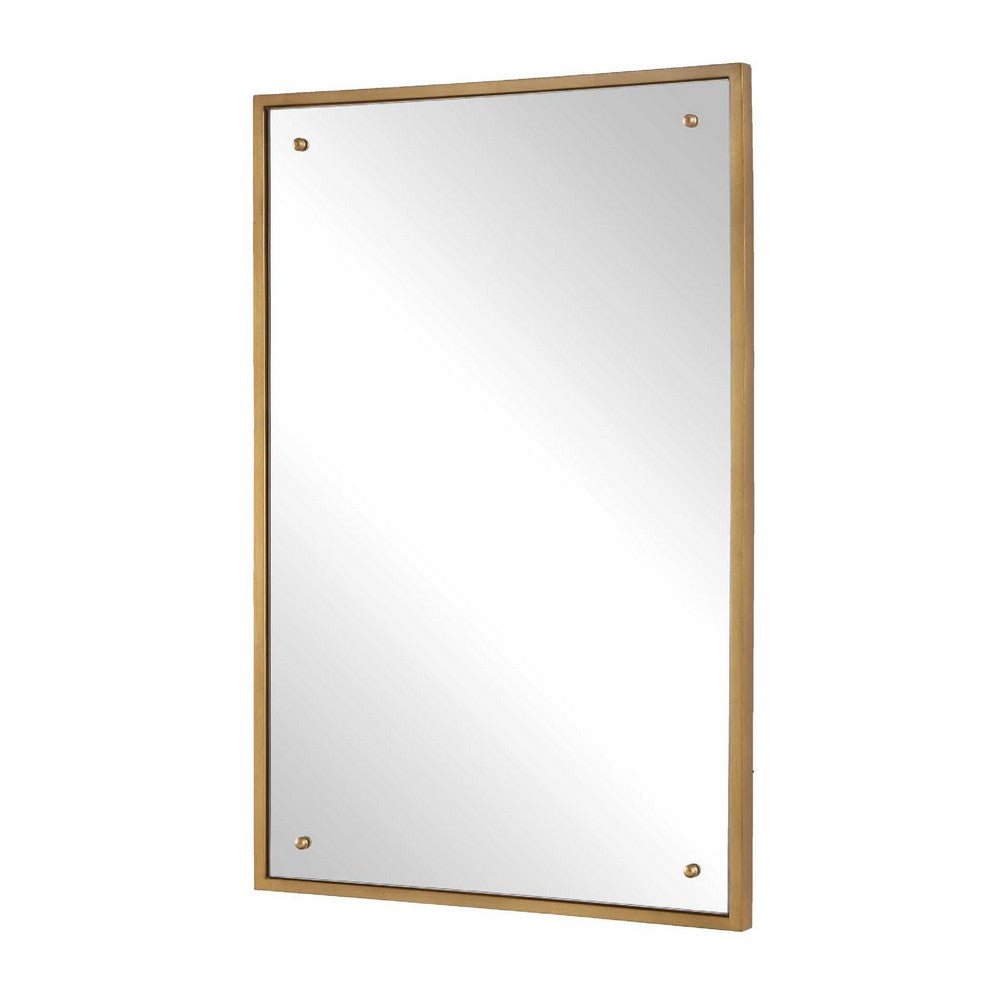 Decorative Wall Mirror, Corner Bolt Detail, Gold Leaf Accent, 21x36