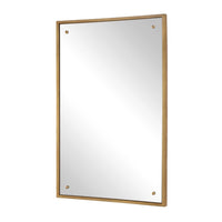 Decorative Wall Mirror, Corner Bolt Detail, Gold Leaf Accent, 21x36
