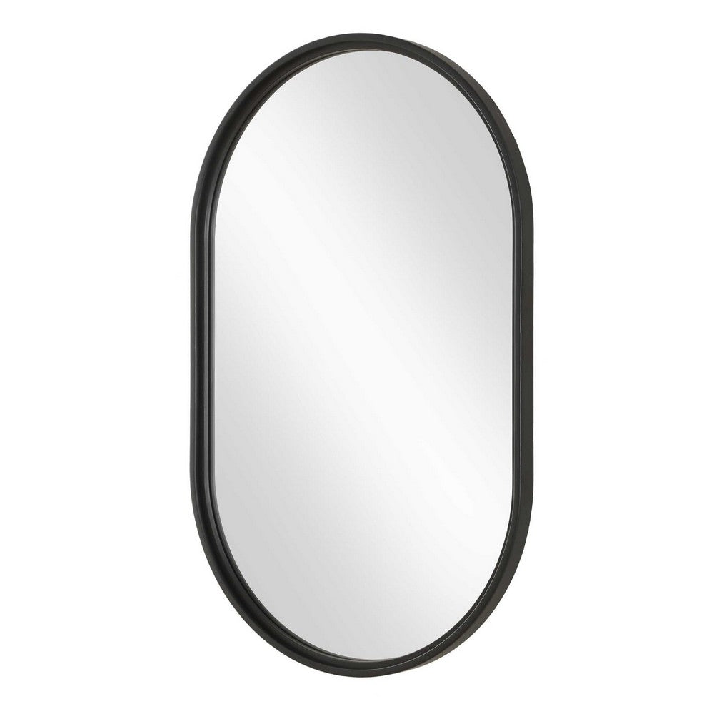 Decorative Wall Mirror, Satin Black Iron, 22x35 Oval Frame