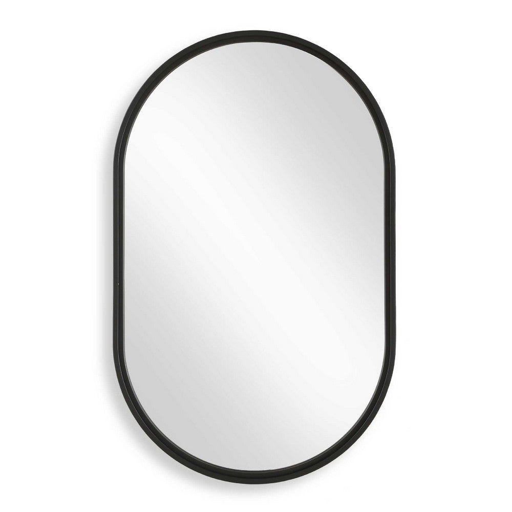 Decorative Wall Mirror, Satin Black Iron, 22x35 Oval Frame