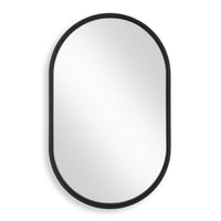 Decorative Wall Mirror, Satin Black Iron, 22x35 Oval Frame
