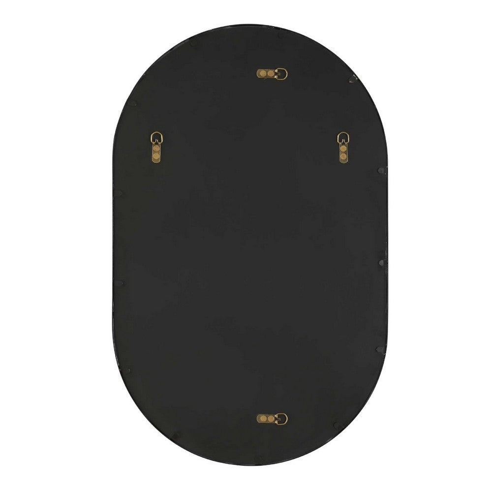 Decorative Wall Mirror, Satin Black Iron, 22x35 Oval Frame