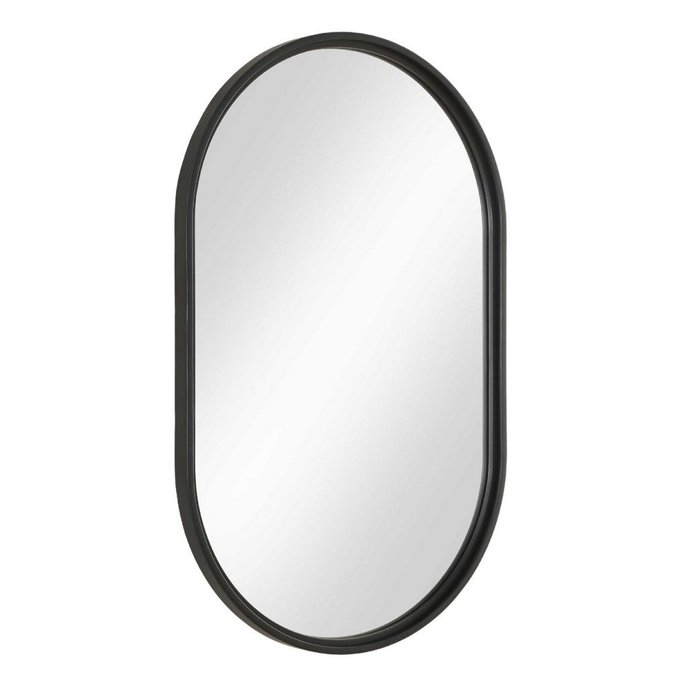 Decorative Wall Mirror, Satin Black Iron, 22x35 Oval Frame