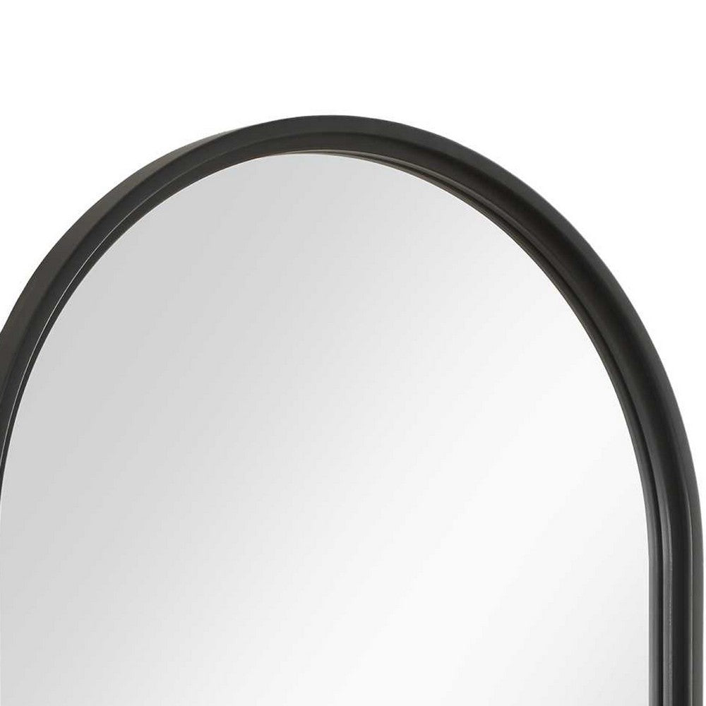 Decorative Wall Mirror, Satin Black Iron, 22x35 Oval Frame