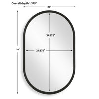 Decorative Wall Mirror, Satin Black Iron, 22x35 Oval Frame