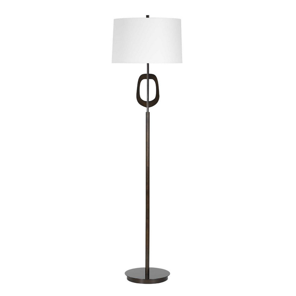 Floor Lamp, Off White Linen Shade, Oil-Rubbed Bronze, Modern 63 Inch