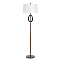 Floor Lamp, Off White Linen Shade, Oil-Rubbed Bronze, Modern 63 Inch