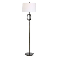 Floor Lamp, Off White Linen Shade, Oil-Rubbed Bronze, Modern 63 Inch