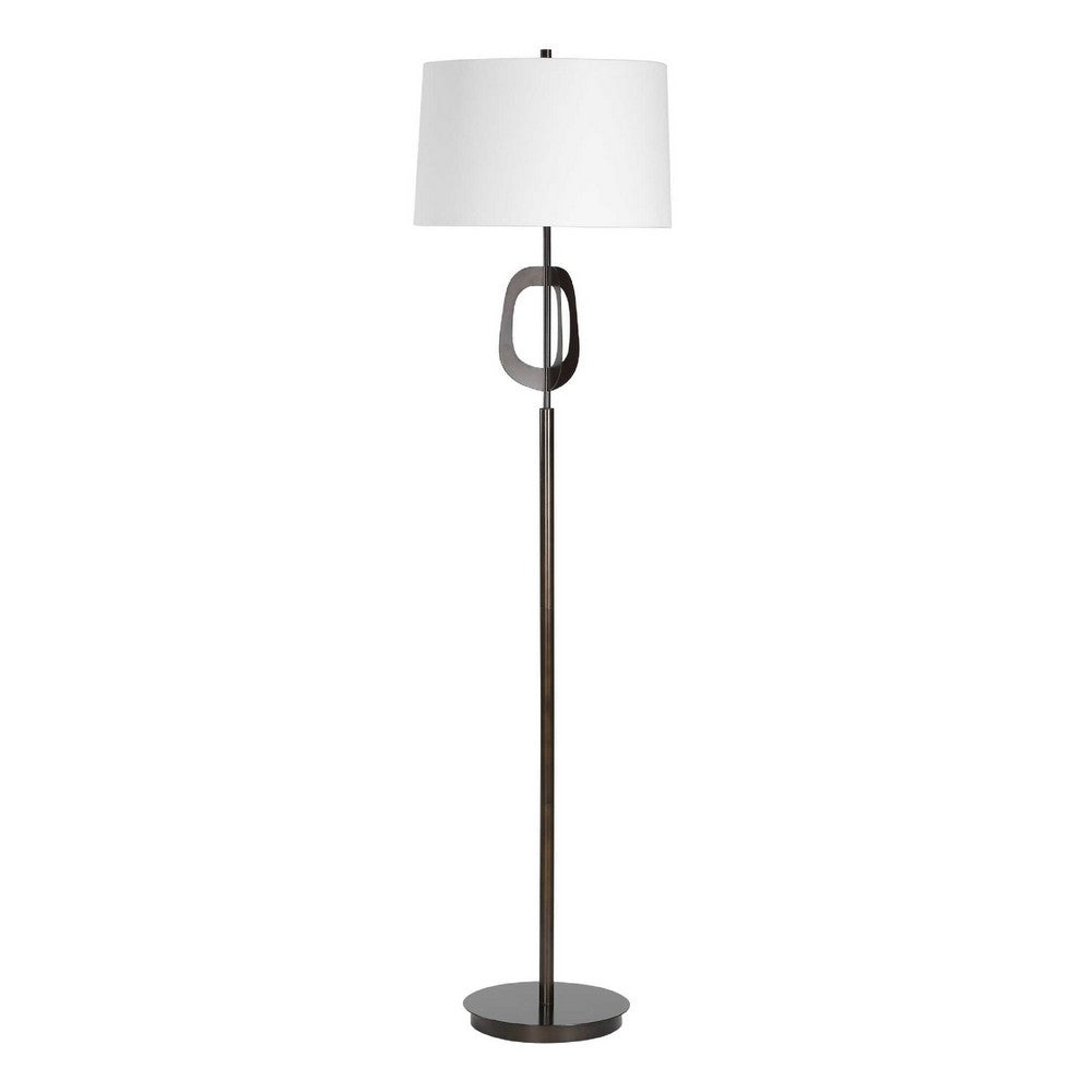 Floor Lamp, Off White Linen Shade, Oil-Rubbed Bronze, Modern 63 Inch
