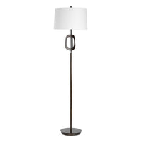 Floor Lamp, Off White Linen Shade, Oil-Rubbed Bronze, Modern 63 Inch