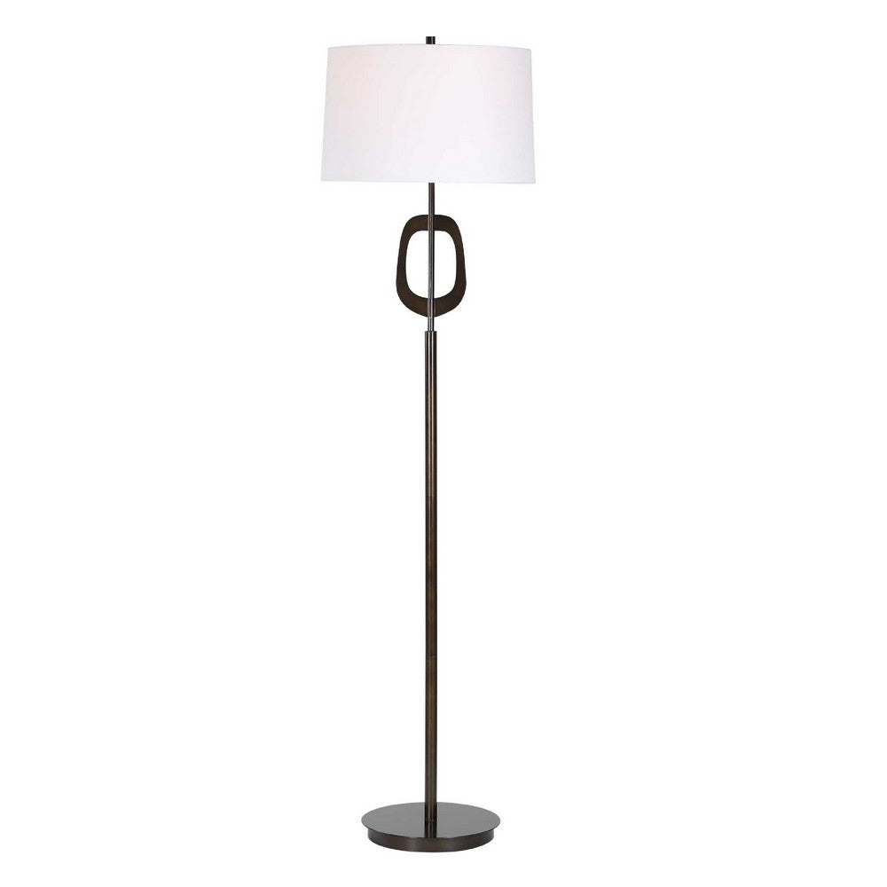 Floor Lamp, Off White Linen Shade, Oil-Rubbed Bronze, Modern 63 Inch
