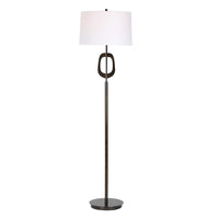 Floor Lamp, Off White Linen Shade, Oil-Rubbed Bronze, Modern 63 Inch