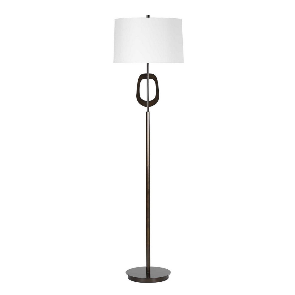 Floor Lamp, Off White Linen Shade, Oil-Rubbed Bronze, Modern 63 Inch