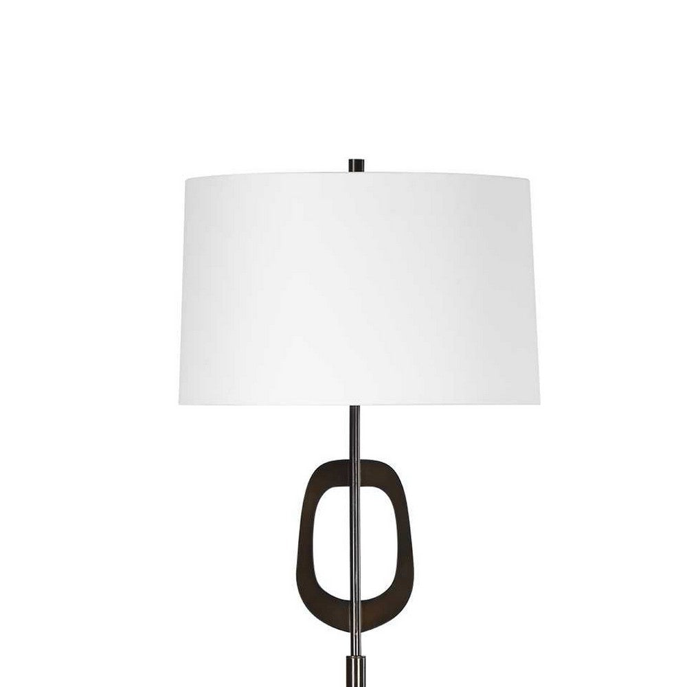 Floor Lamp, Off White Linen Shade, Oil-Rubbed Bronze, Modern 63 Inch