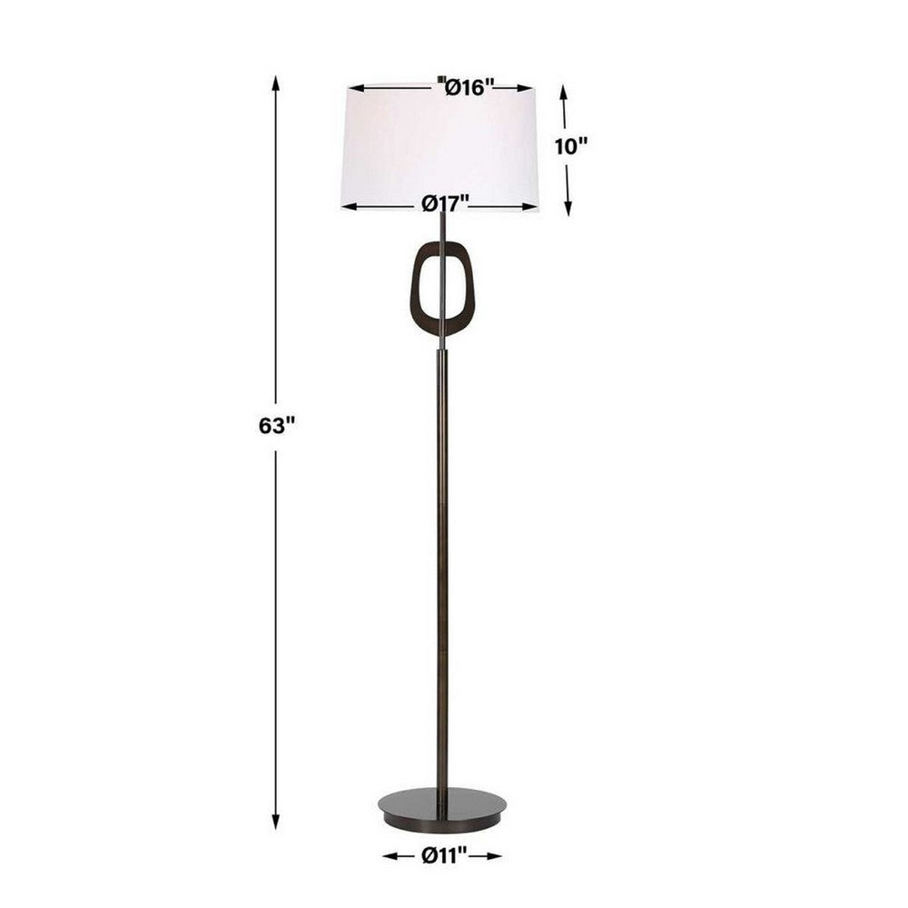 Floor Lamp, Off White Linen Shade, Oil-Rubbed Bronze, Modern 63 Inch