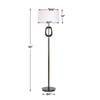 Floor Lamp, Off White Linen Shade, Oil-Rubbed Bronze, Modern 63 Inch