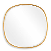 Decorative Wall Mirror, Gold Leaf Irregular Round, Beveled Glass, 30 Inch
