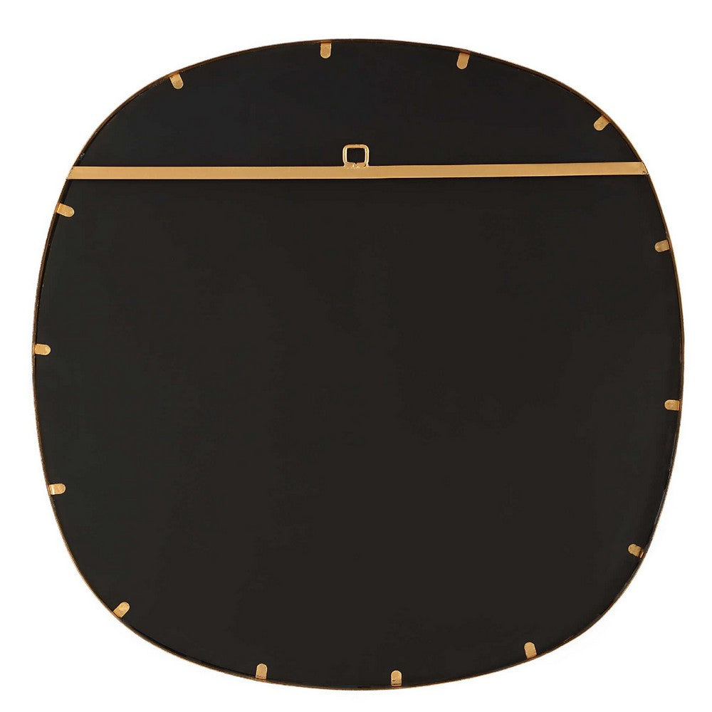 Decorative Wall Mirror, Gold Leaf Irregular Round, Beveled Glass, 30 Inch