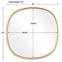 Decorative Wall Mirror, Gold Leaf Irregular Round, Beveled Glass, 30 Inch